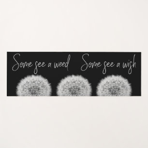 Tapis De Yoga Citation inspirante dandelion noir & blanc photo