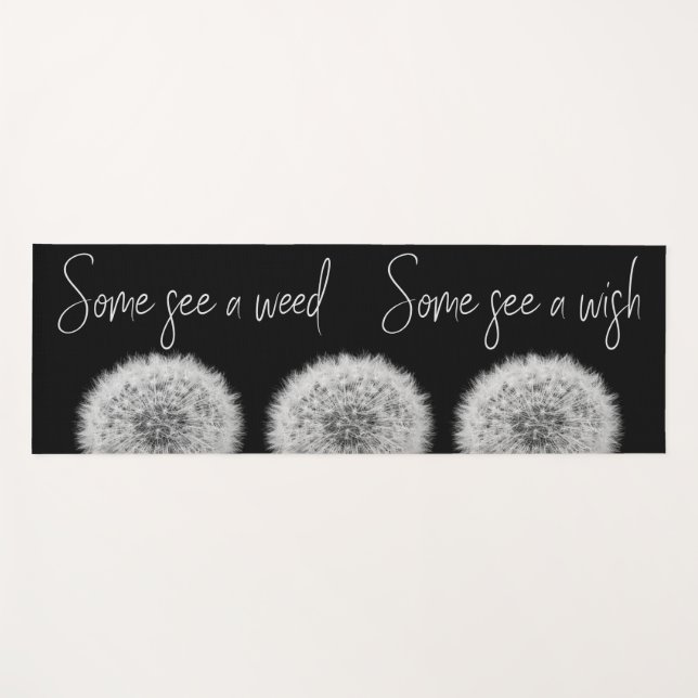 Tapis De Yoga Citation inspirante dandelion noir & blanc photo (Devant (Horizontal))