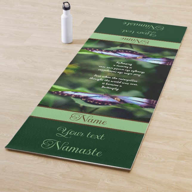Tapis De Yoga Citation Inspirationnelle Bleu Papillon (En situation)