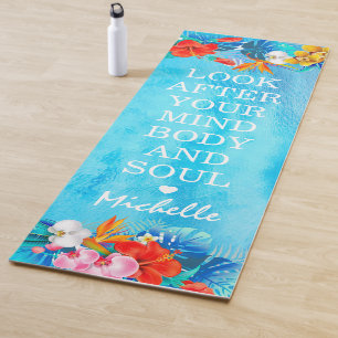 Tapis De Yoga Citation inspirationnelle tropicale vibrante Nam