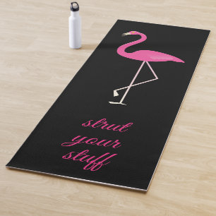 Tapis De Yoga Citer Strout Your Stuff Flamant rose rose sur Noir
