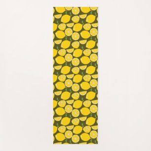 Tapis De Yoga Citrons jaunes et motif vert olive : Citrus modern