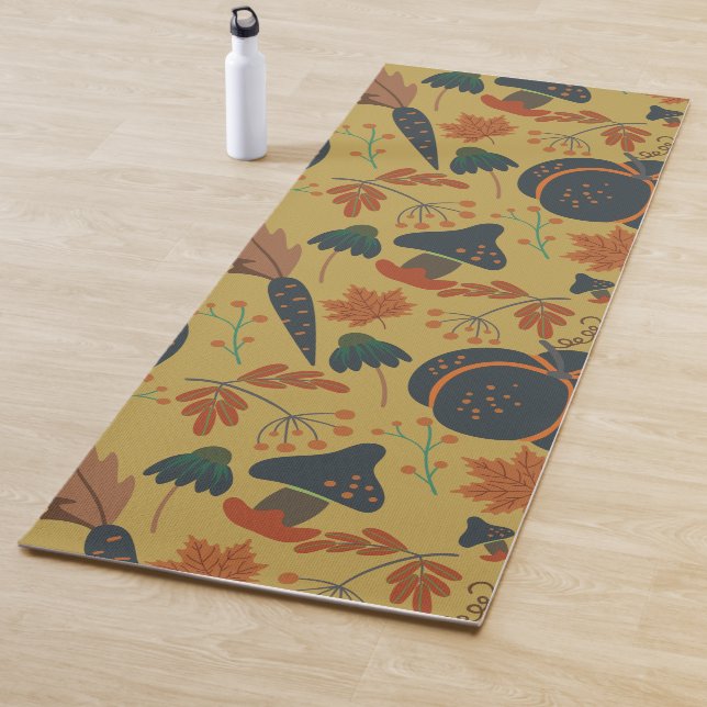 Tapis De Yoga Citrouilles et carottes motif sans soudure (En situation)
