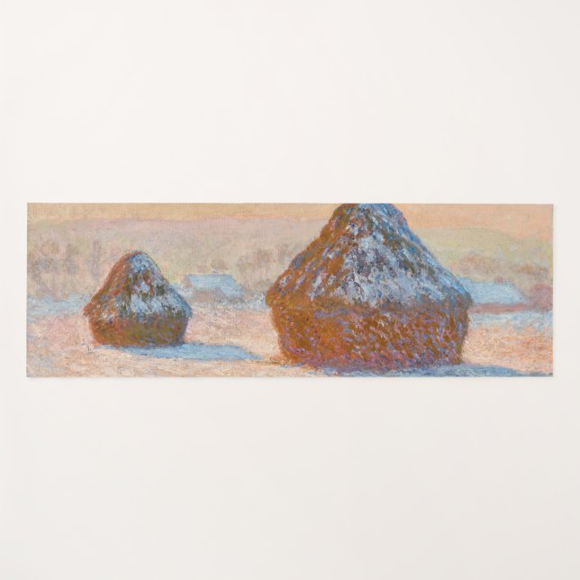 Tapis De Yoga Claude Monet - Piles à roues, Effet neige, Matin (Devant (Horizontal))