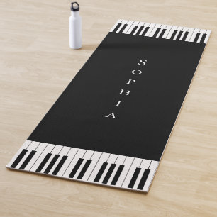 Tapis De Yoga Clavier de piano noir et blanc simple et élégant