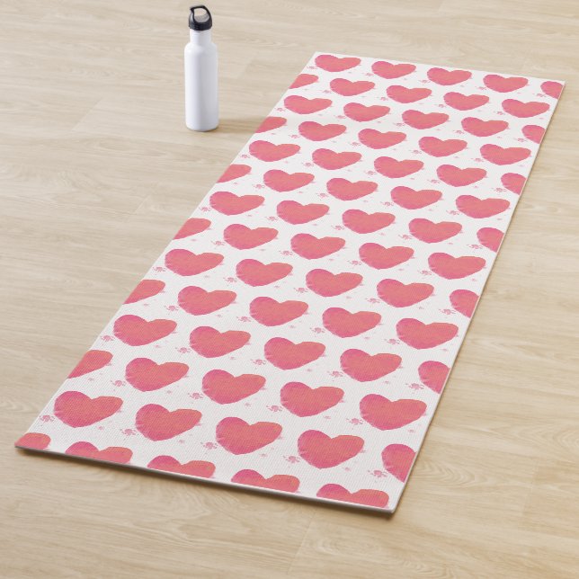 Tapis De Yoga Coeur d'aquarelle rose (En situation)