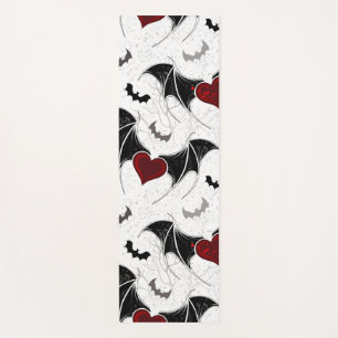 Tapis De Yoga Coeur d'Halloween avec ailes de chauve-souris noir