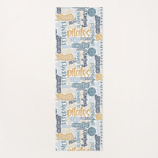 Tapis De Yoga Collage de mots écrits à la main Pilates Lingo-Ble