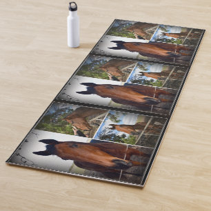 Tapis De Yoga Collage photo de cheval Brown,