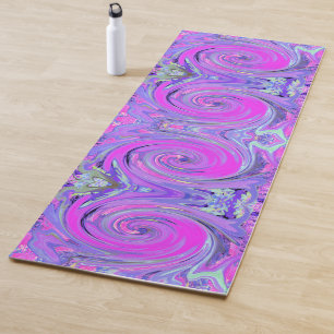 Tapis De Yoga Coloré rose chaud et violet Boho Hippie Swirl
