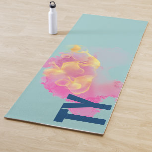 Tapis De Yoga Conception chic d'encre à flot, couleur jaune ros