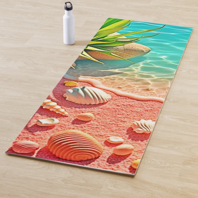 Tapis De Yoga Conception des coquilles de plage baisées au solei (En situation)