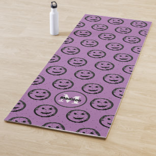 Tapis De Yoga Cool Happy Smilin face motif lavande Monogramme