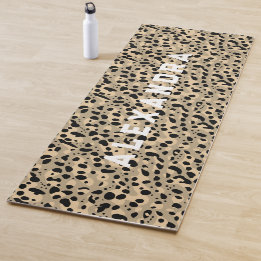 Tapis De Yoga Cool moderne Sable Beige Leopard Motif Et Nom