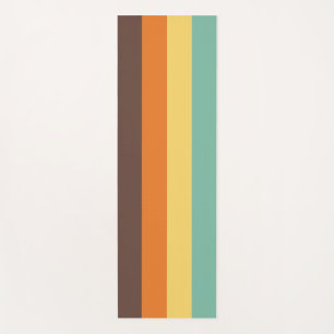 Tapis De Yoga Cool Retro les années 70 rayures Turquoise Jaune O