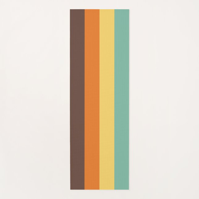 Tapis De Yoga Cool Retro les années 70 rayures Turquoise Jaune O (Devant)