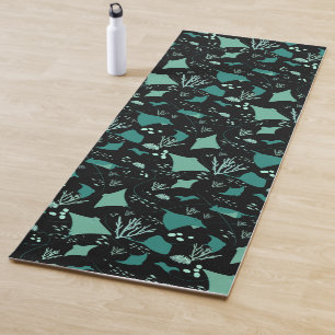 Tapis De Yoga Cool Stingrays bleu noir Motif aquatique