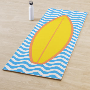 Tapis De Yoga Cool Vagues Bleues Jaunes Surf Yoga Mat
