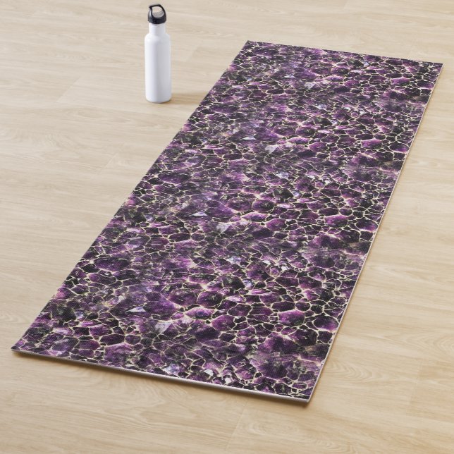 Tapis De Yoga Copie en cristal de pierre gemme d'améthyste (En situation)