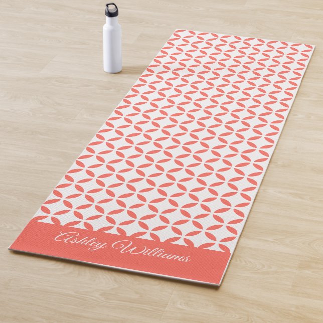 Tapis De Yoga Coral White Circle Nom du Motif géométrique (En situation)