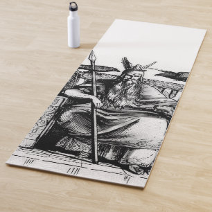 Tapis De Yoga Corbeaux d'Odin sur Trône de Pierre Mythologie Vik