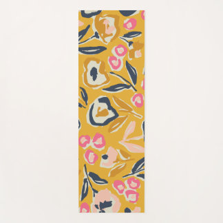 Tapis De Yoga Cottage Garden Hand-Drawn Bold Inky Floral Pattern