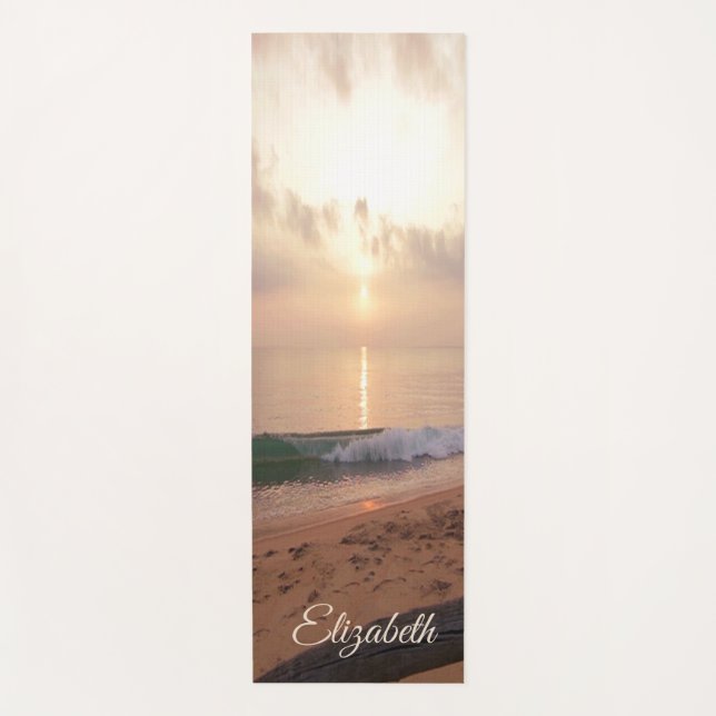 Tapis De Yoga Coucher de soleil sur la plage, Sable, Vagues pers (Devant)