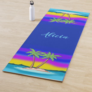 Tapis De Yoga Coucher de soleil sur l'île personnalisée