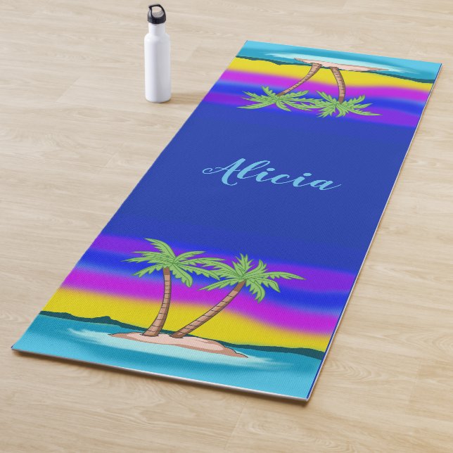 Tapis De Yoga Coucher de soleil sur l'île personnalisée (En situation)