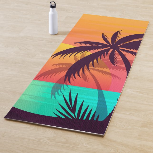 Tapis De Yoga Coucher de soleil tropical avec palmiers Yoga Mat (En situation)