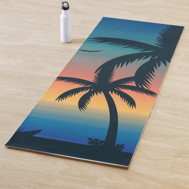 Tapis De Yoga Coucher de soleil tropical avec palmiers Yoga Mat (En situation)