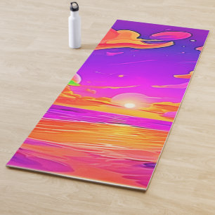 Tapis De Yoga Coucher de soleil tropical vif