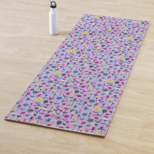 Tapis De Yoga Couleur Lilac Enfants motif floral