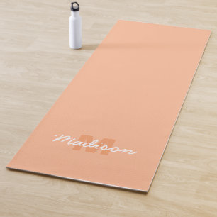 Tapis De Yoga Couleur pêche pastel cool avec nom de monogramme p