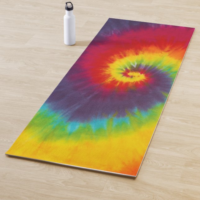 Tapis De Yoga Couleur Super Cool Rainbow Swirl Tie (En situation)