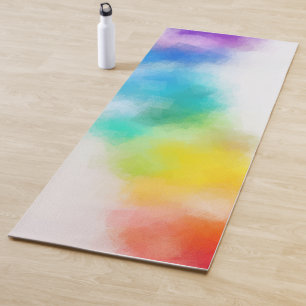 Tapis De Yoga Couleurs arc-en-ciel Art Abstrait Bleu rouge viole