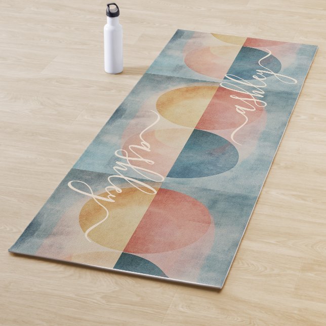 Tapis De Yoga Couleurs douces modernes de plage Monogramme Abstr (En situation)