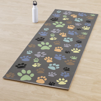 Tapis De Yoga Couleurs rétro Empreintes de pattes de chiens ou d