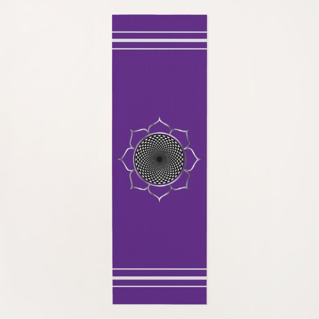 Tapis De Yoga Couronne Chakra Mandala & Lotus sur Royal Purple (Devant)