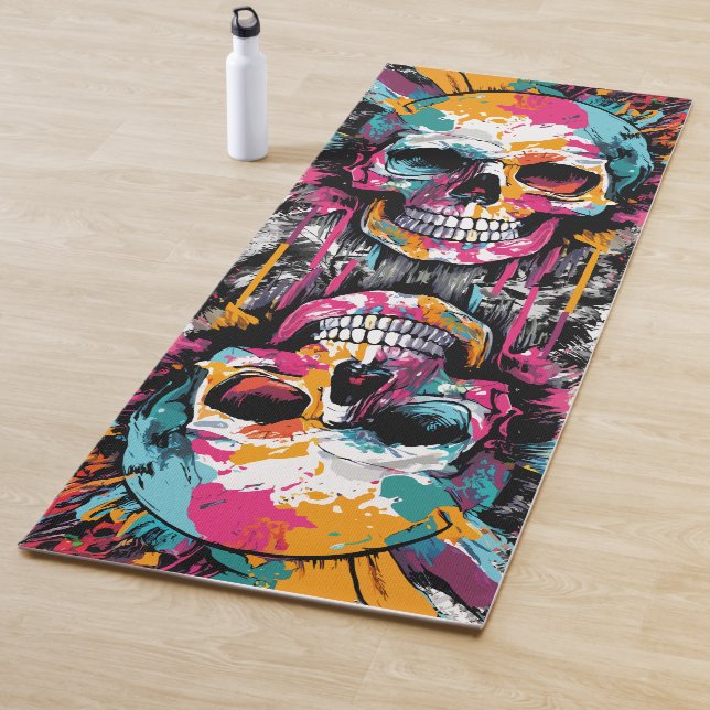 Tapis De Yoga Crâne et os Yoga Mat - Crâne Yoga Mat (En situation)