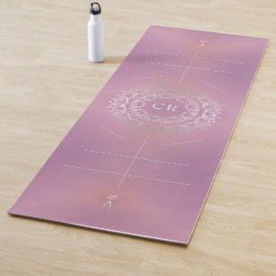 Tapis De Yoga Cravate-Dye violet, Mandala Floral Argent, Alignem