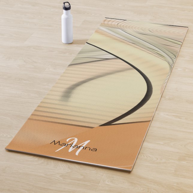 Tapis De Yoga Cream Pastel Art Abstrait Monogrammé (En situation)