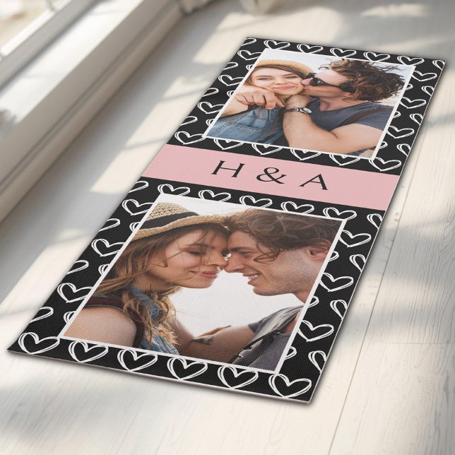 Tapis De Yoga Create Your Own Photo Collage Monogram  (Créateur téléchargé)