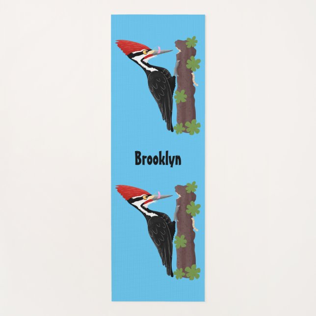 Tapis De Yoga Cue drôle Pileated woodpecker dessin d'illustratio (Devant)