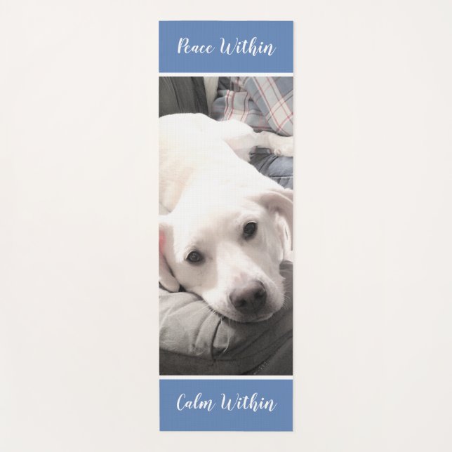 Tapis De Yoga Cuisine Blanc Labrador Retriever Mix Chien Bleu (Devant)