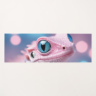 Tapis De Yoga Cuisine Petit Lézard Rose aux Grands Yeux Bleus
