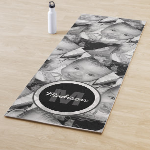 Tapis De Yoga Customisez votre motif photo noir blanc Monogramme