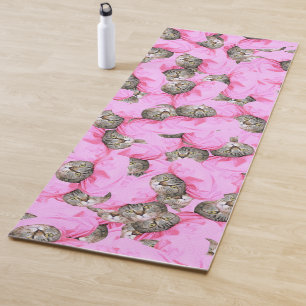 Tapis De Yoga Cute Chat dans un Motif Casquette rose Random