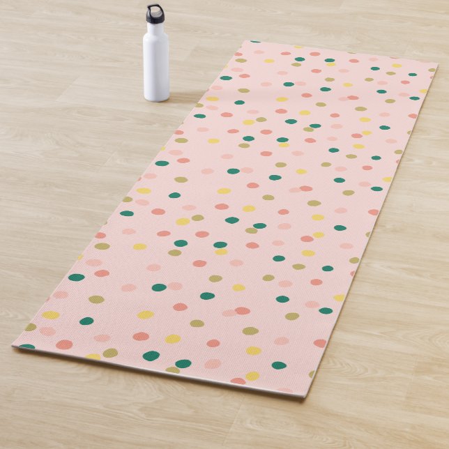 Tapis De Yoga Cute Confetti Pois Motif Blush Green (En situation)