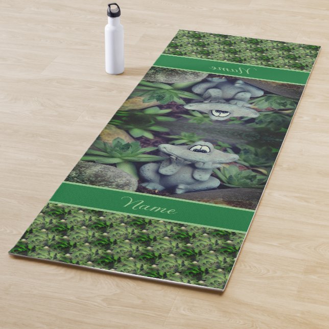Tapis De Yoga Cute Garden Frog Succulent Garden Personnalisé (En situation)